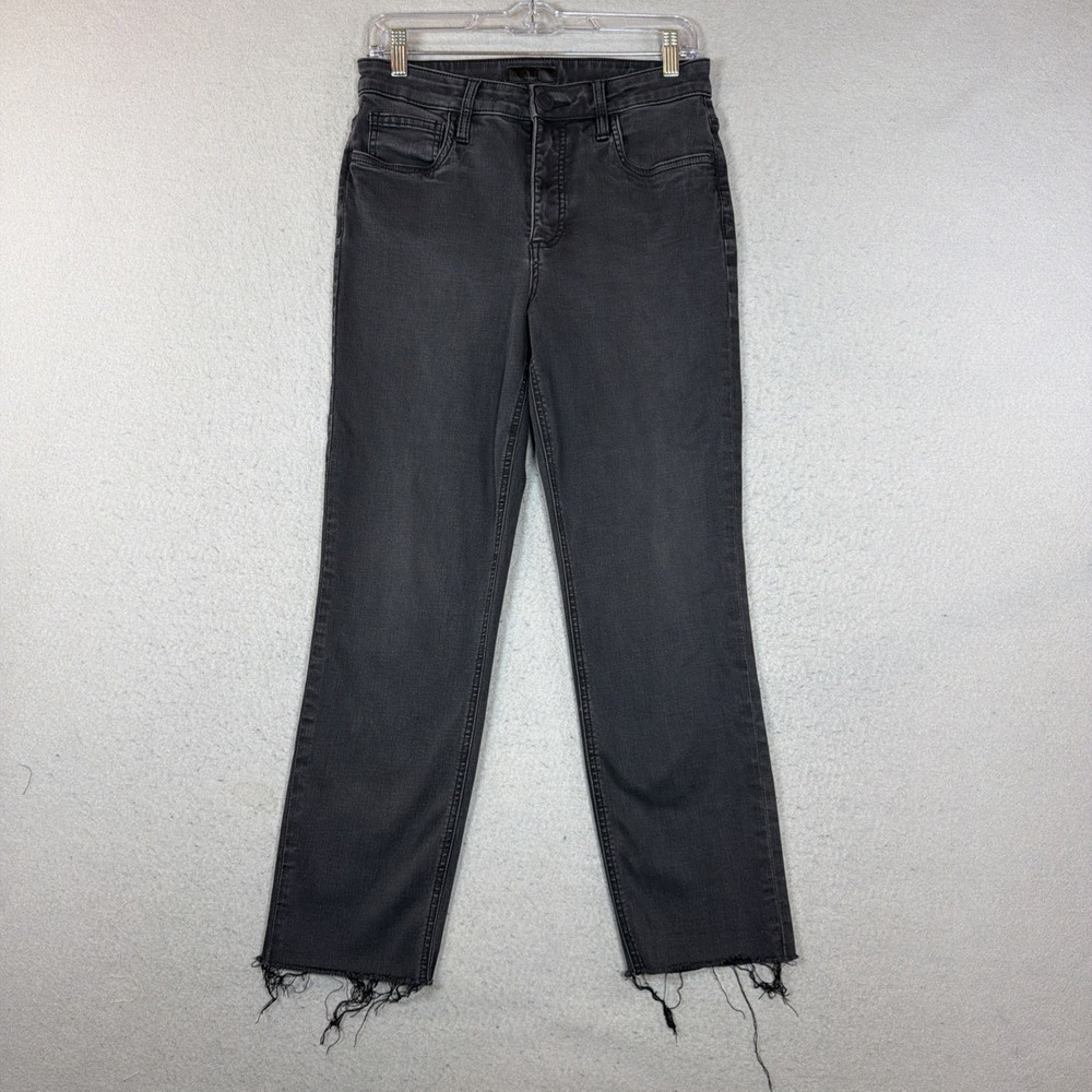 Kut from the Kloth Rachael Fab Ab Mom Jean High Rise Dark Wash Raw Hem Size 6
